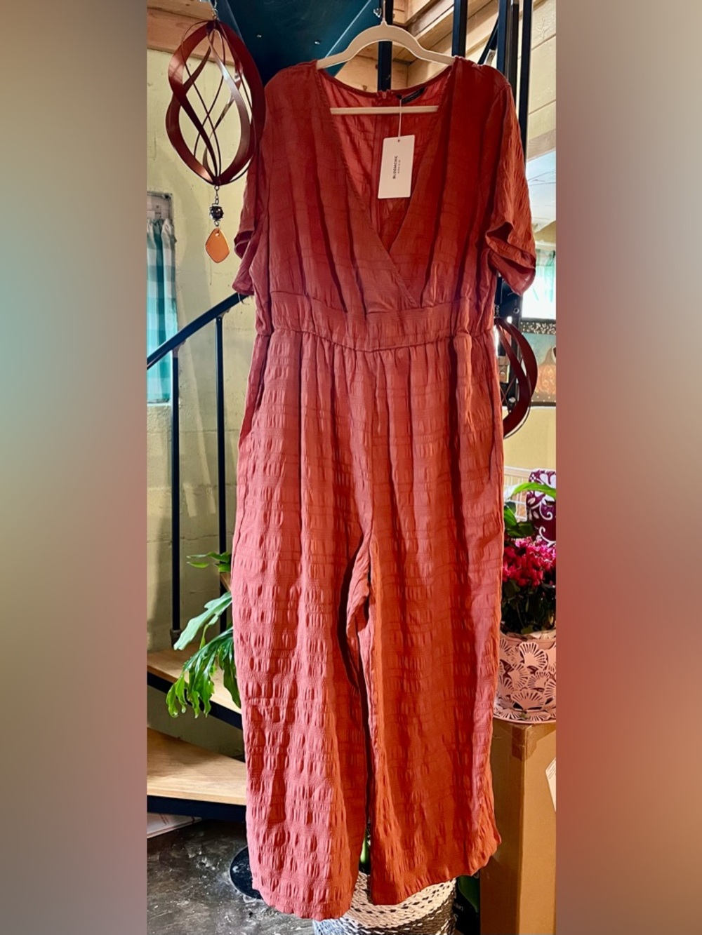 BloomChic Terracotta Textured Jumpsuit